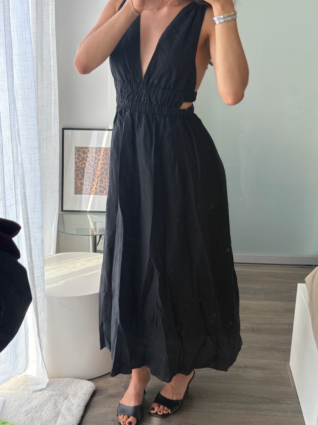 Linen black maxi dress