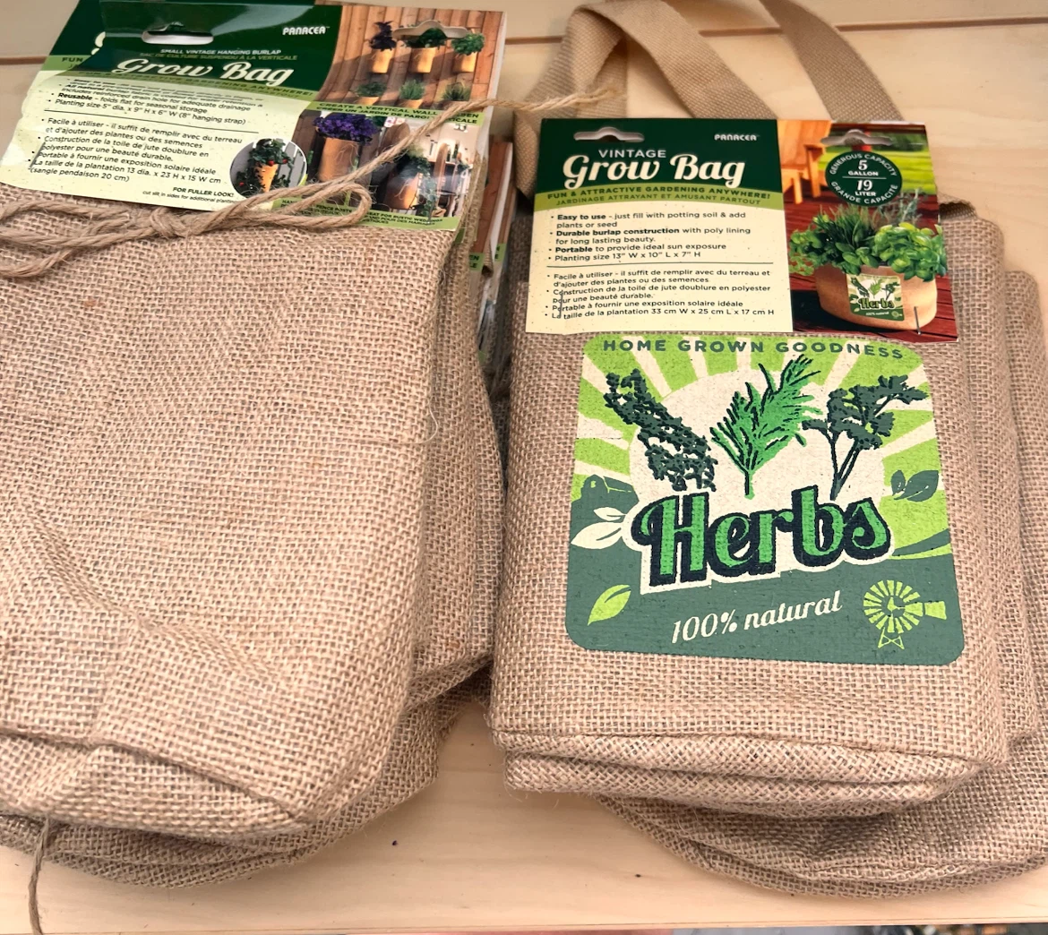 Panacea Vintage Burlap Herb Grow Bags (Set of 2)