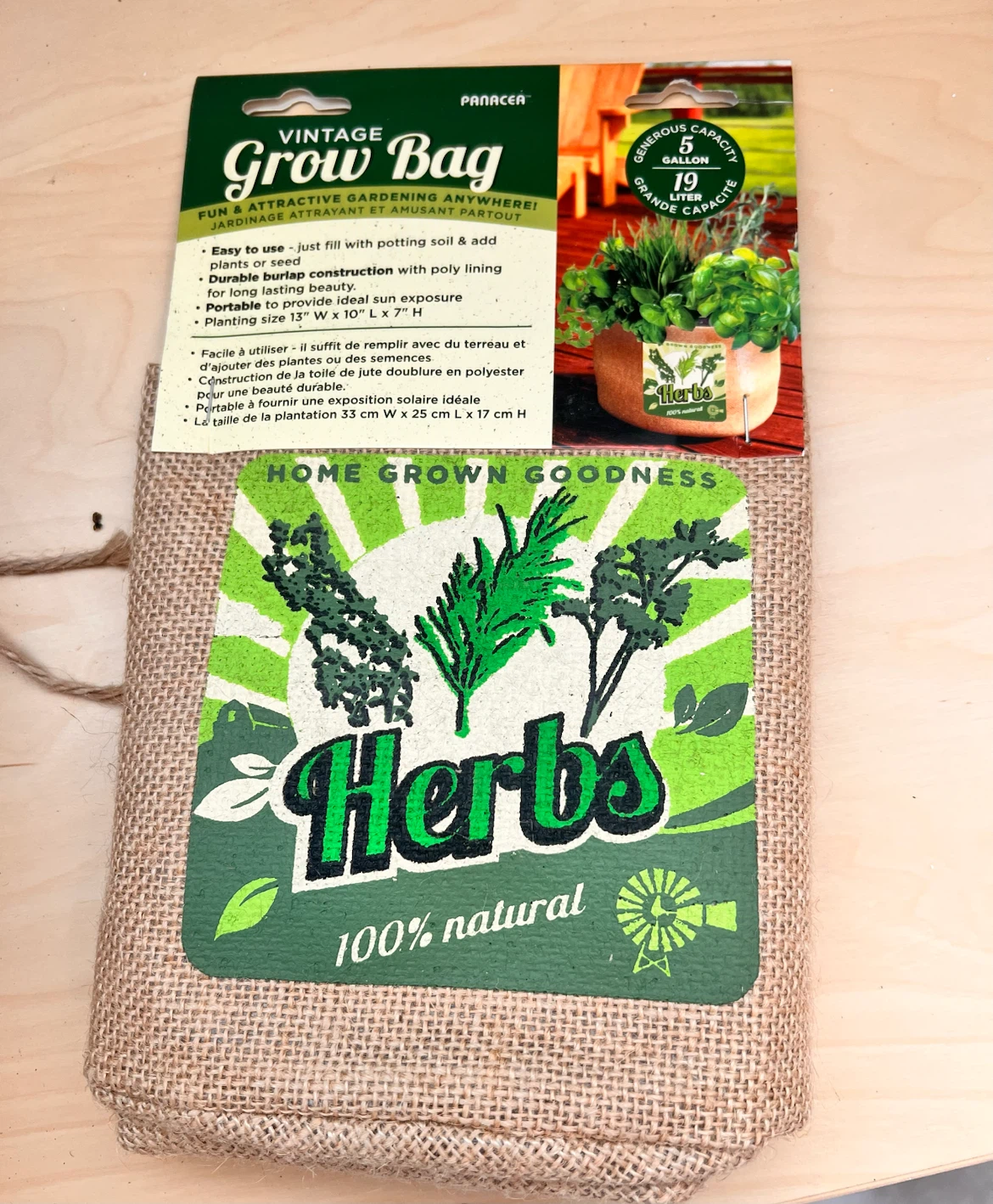Panacea Vintage Burlap Herb Grow Bags (Set of 2) - photo 3