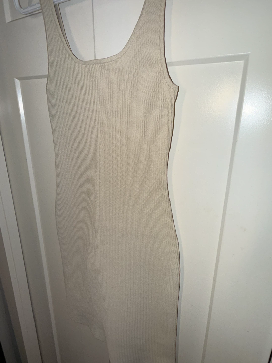 Babaton Beige Ribbed Tank Dress - Size XS