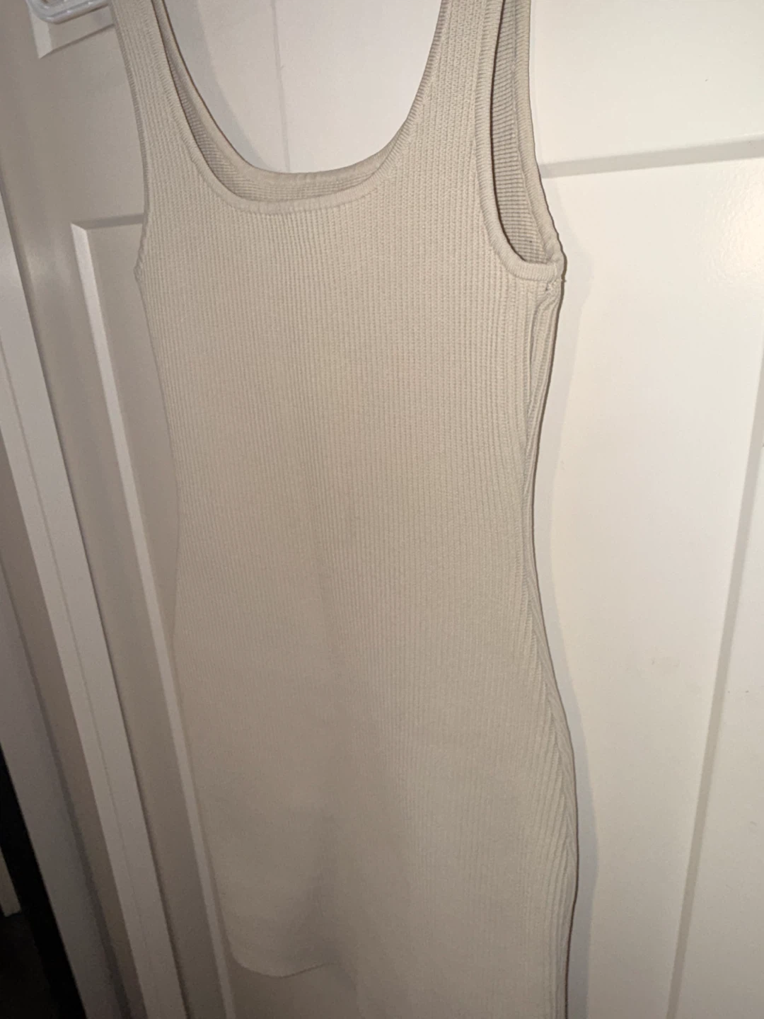 Babaton Beige Ribbed Tank Dress - Size XS - photo 2