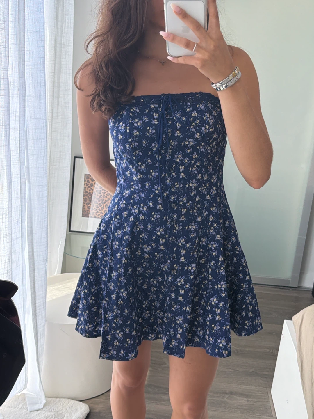 Cotton blue corset mini dress - photo 4