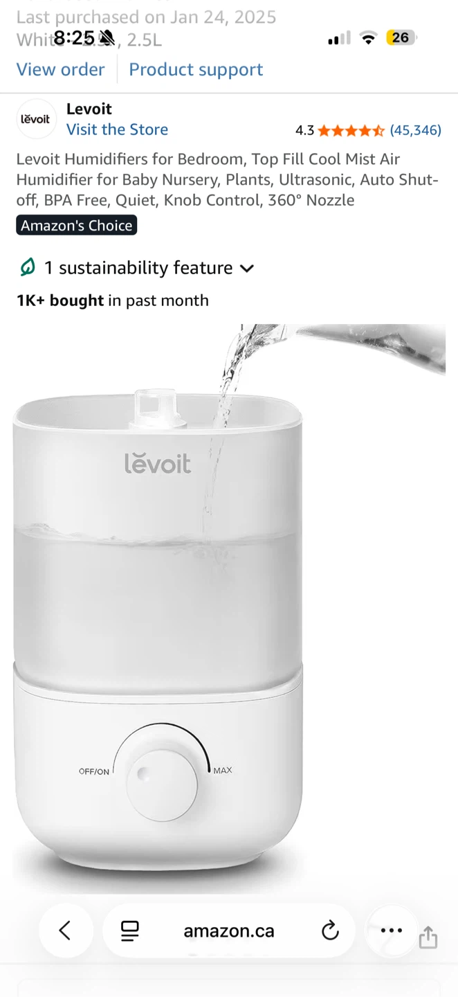 Levoit Cool Mist Air Humidifier - White 2.5L - photo 3