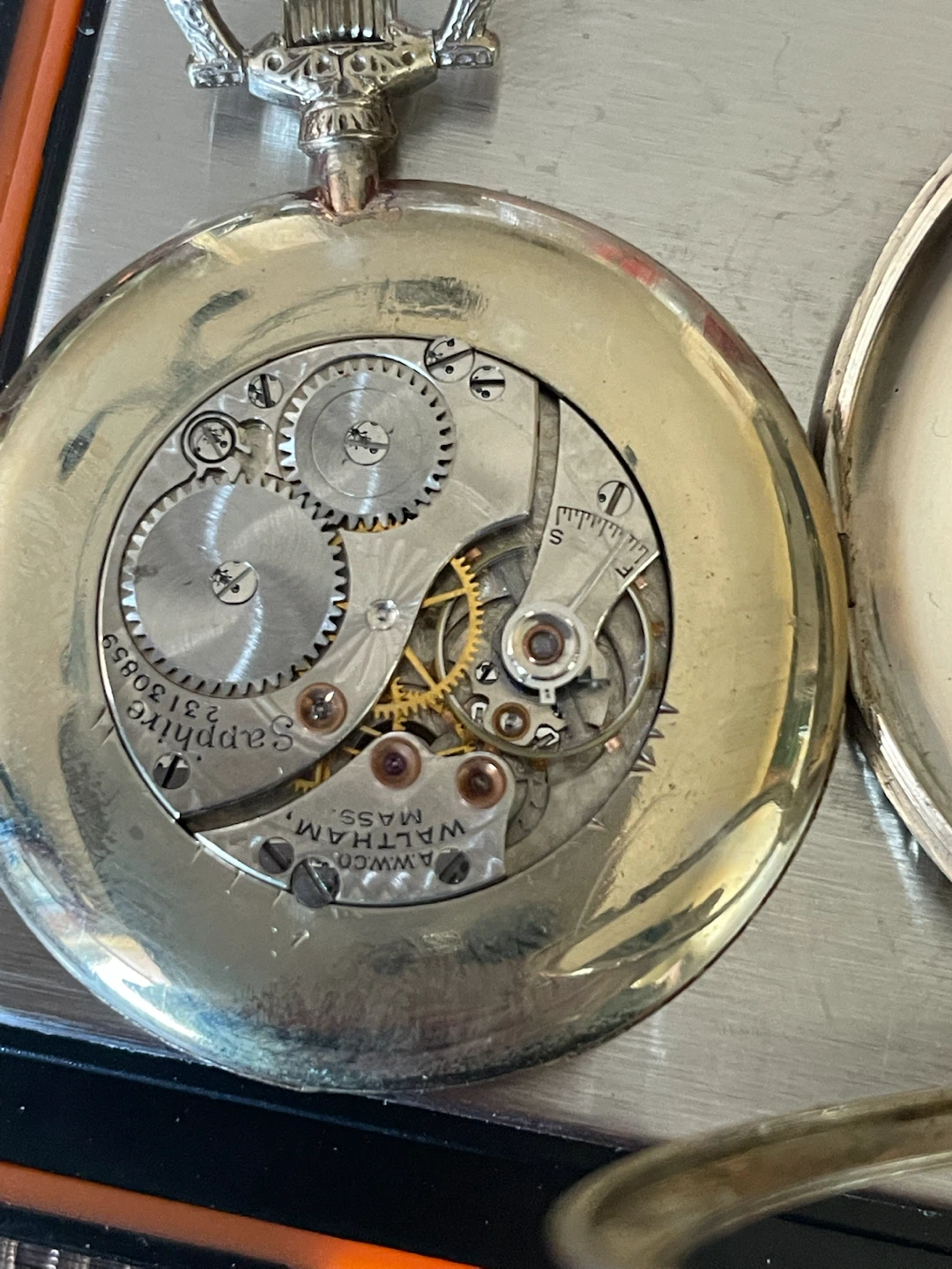 14K Gold Waltham Pocket Watch with Chain - photo 4