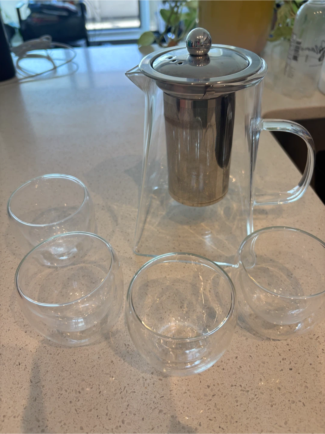 Glass Teapot Set with 4 Cups