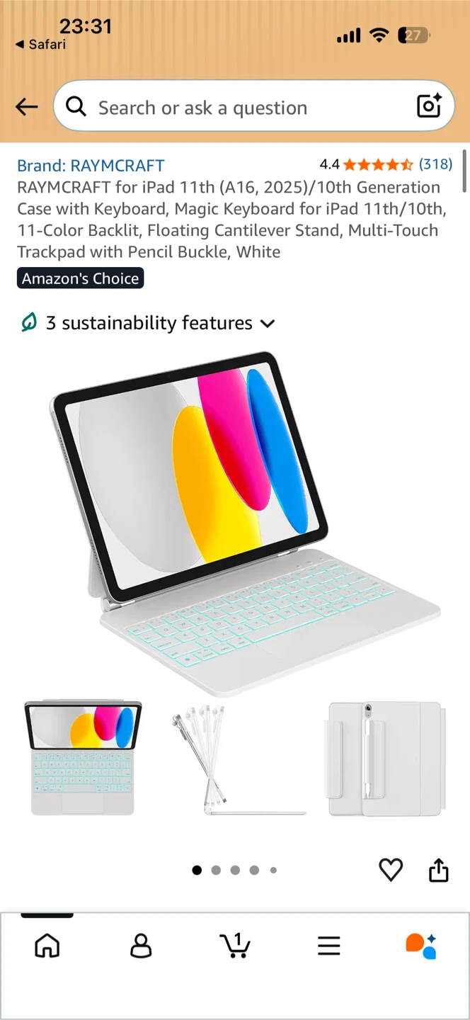 RAYMCRAFT Wireless Keyboard Case for iPad 11th/10th Gen - White - photo 2