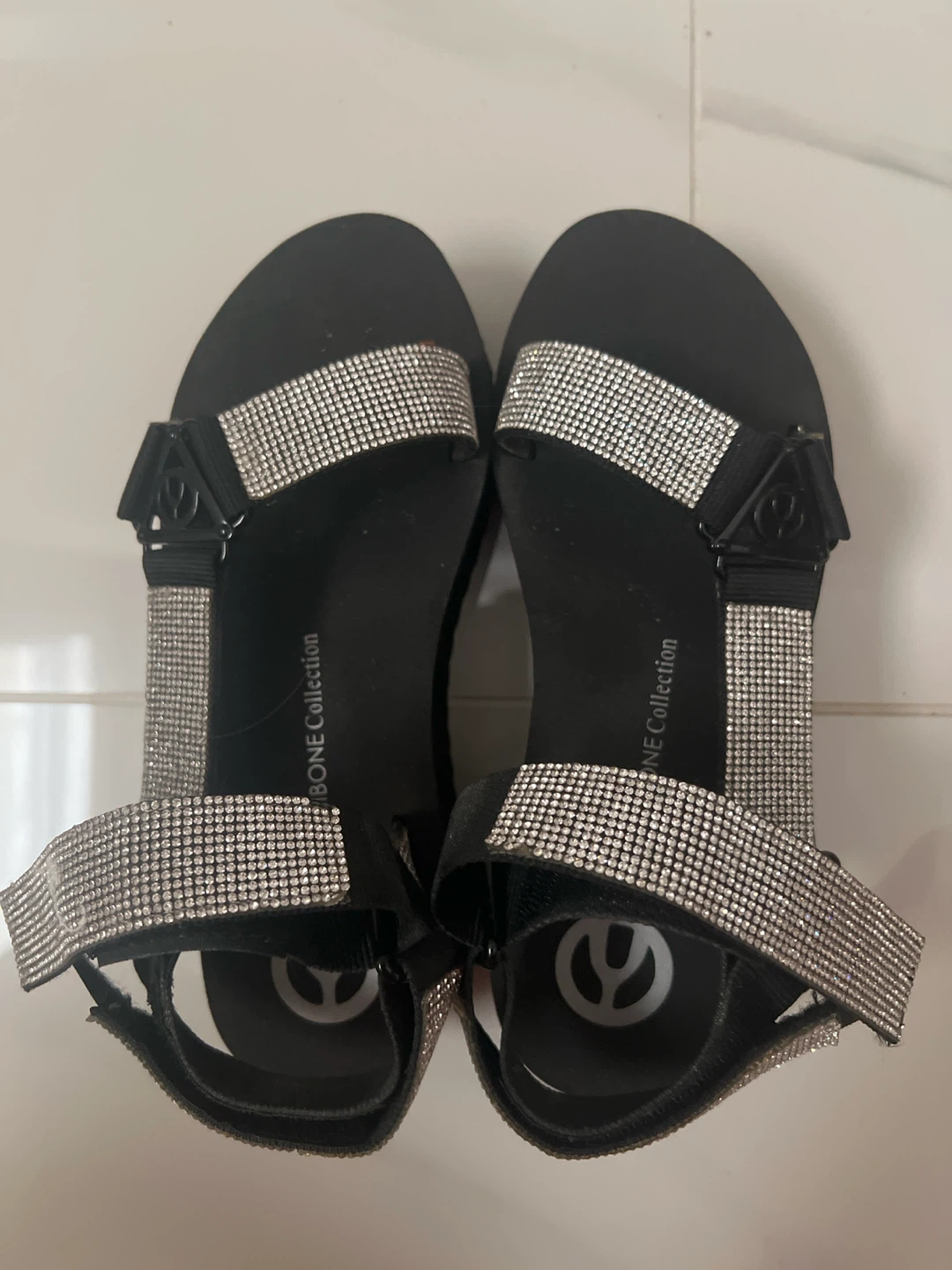 Black Rhinestone Platform Sandals