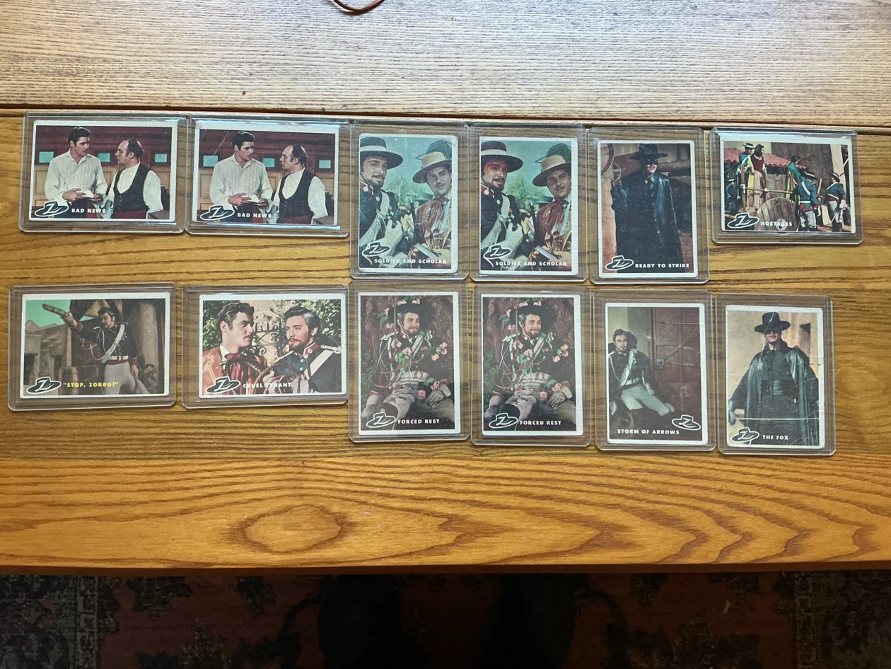 12 TOPPS 1958 ZORRO Walt Disney TV Series Trading Cards