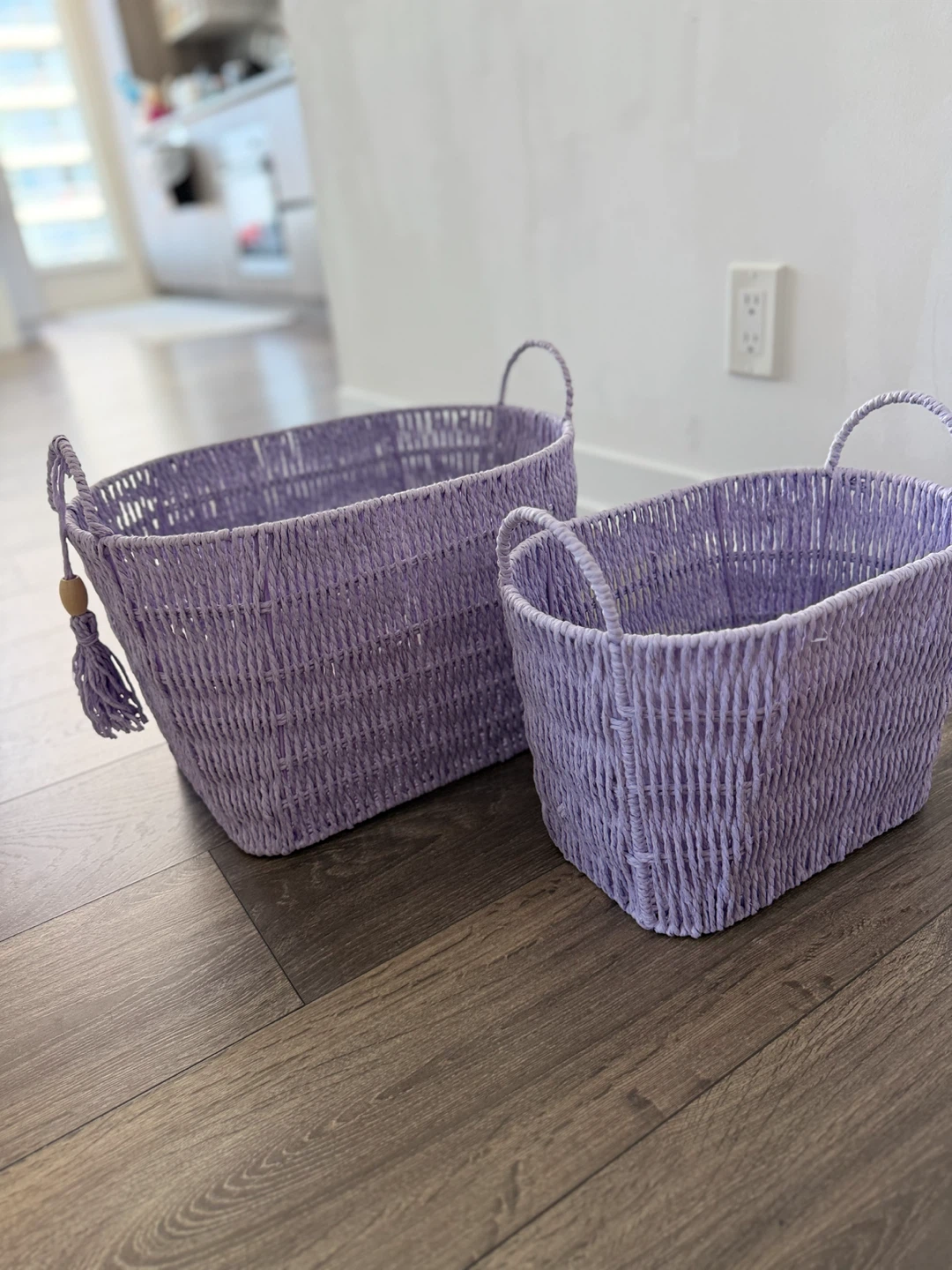 Set of 2 Lavender Woven Storage Baskets - photo 2