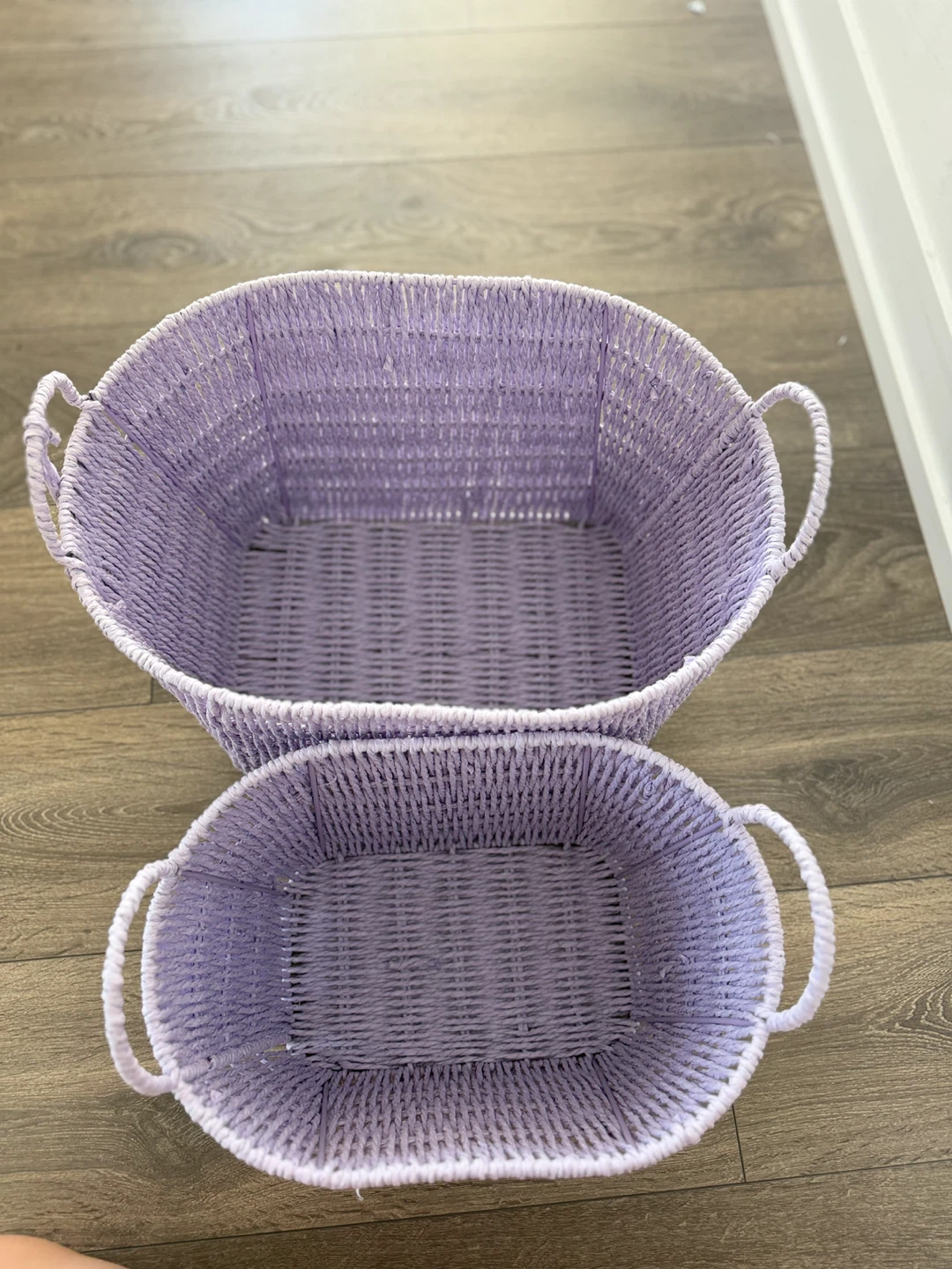 Set of 2 Lavender Woven Storage Baskets - photo 3