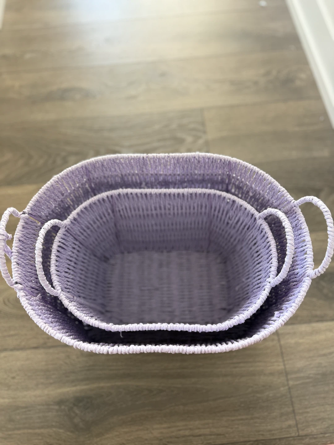 Set of 2 Lavender Woven Storage Baskets - photo 4