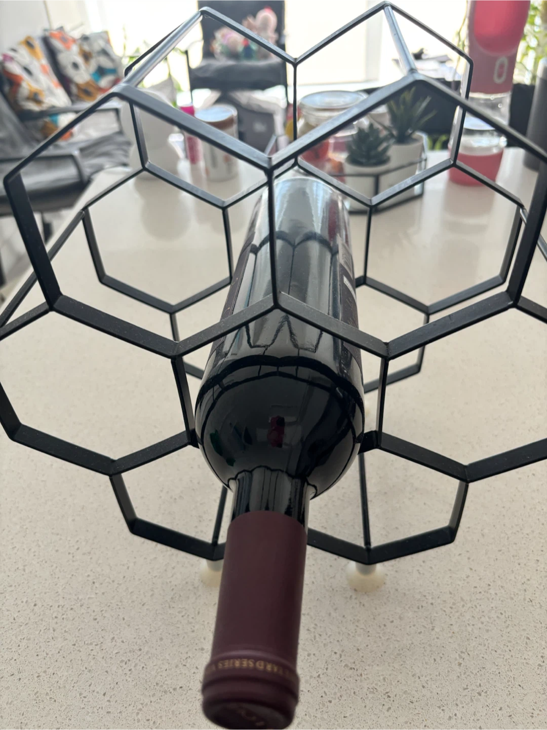 Black Geometric Wine Rack