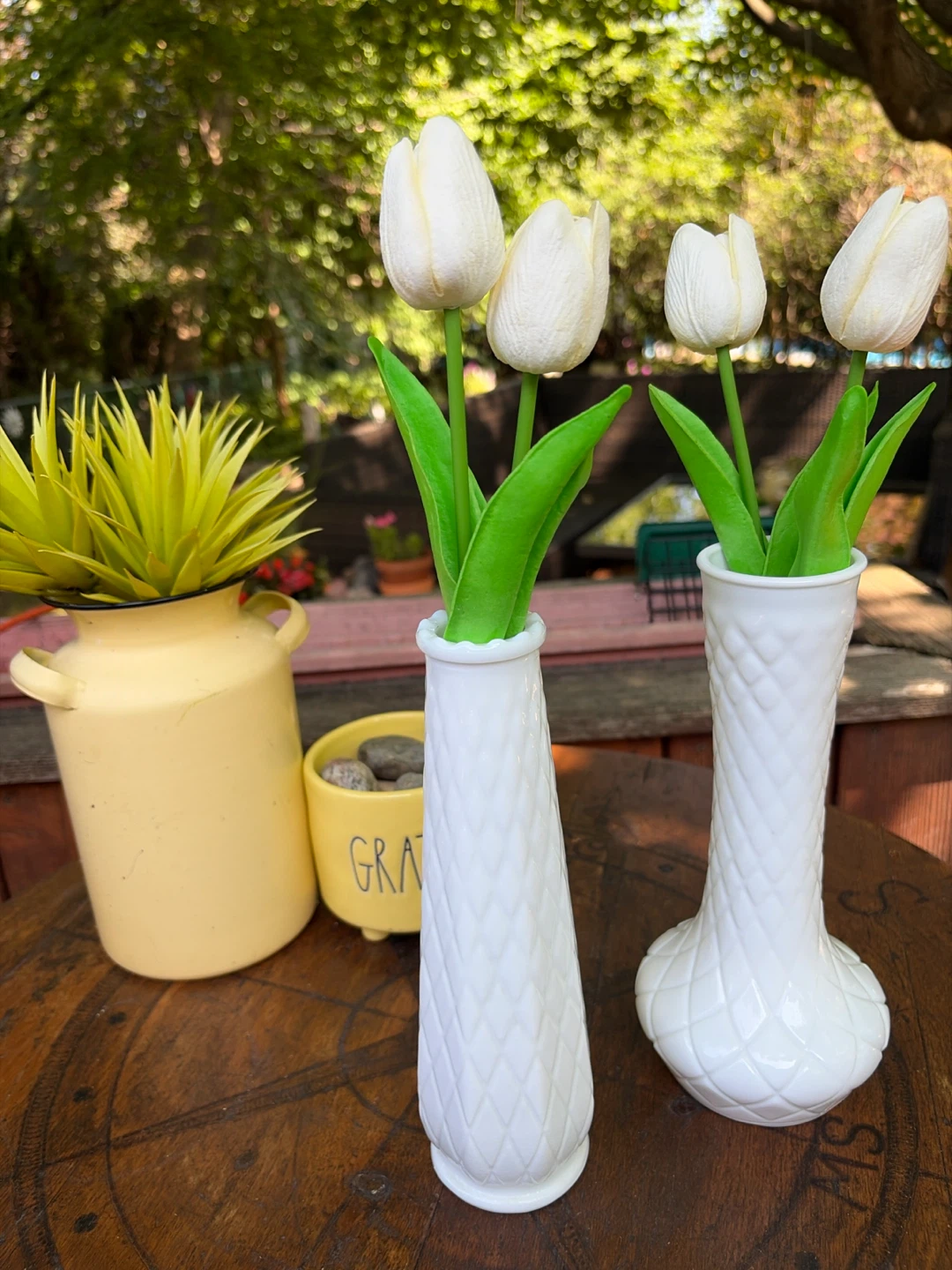 Vintage White Milk Glass Bud Vases (Set of 2)