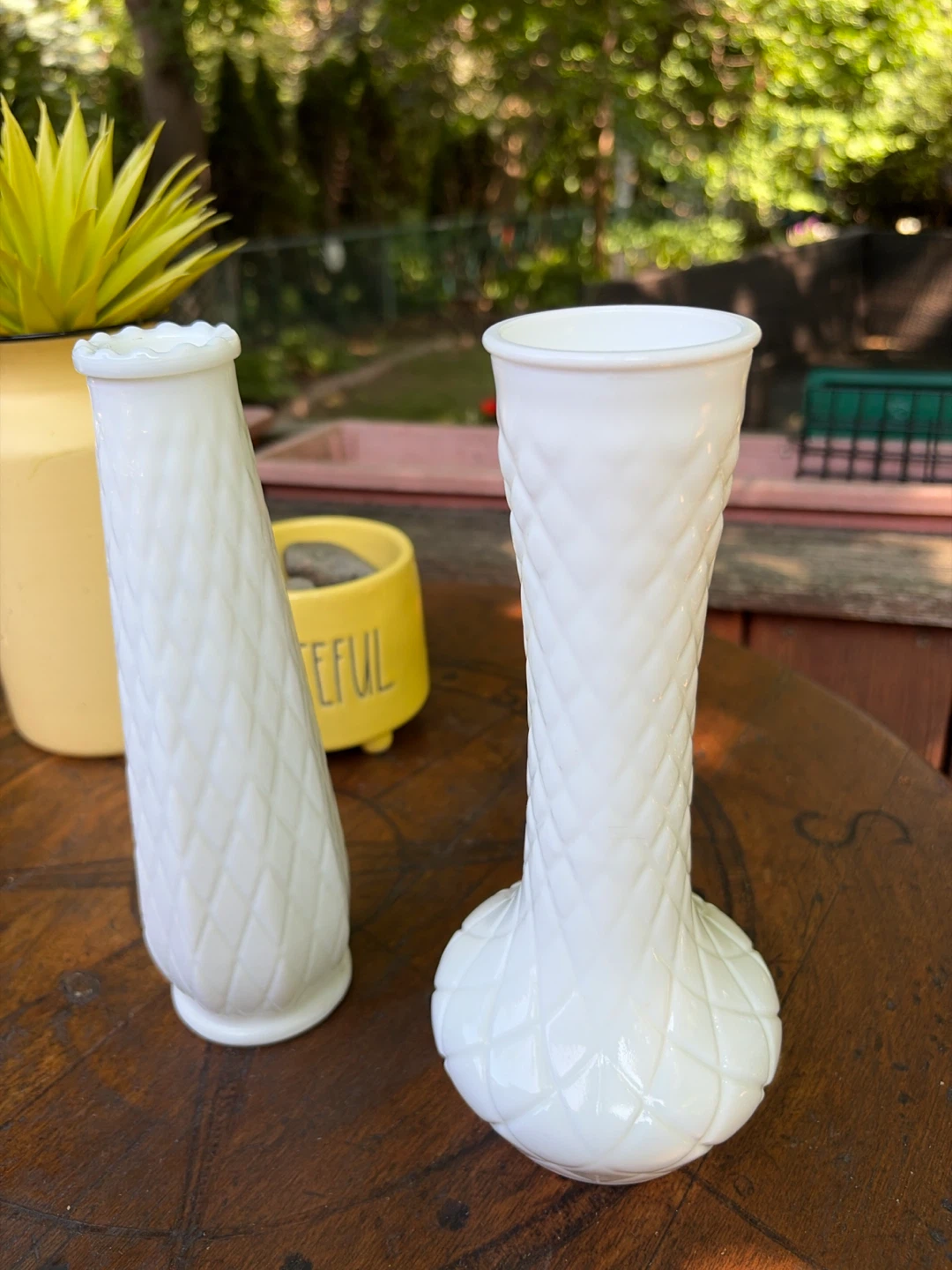 Vintage White Milk Glass Bud Vases (Set of 2) - photo 2