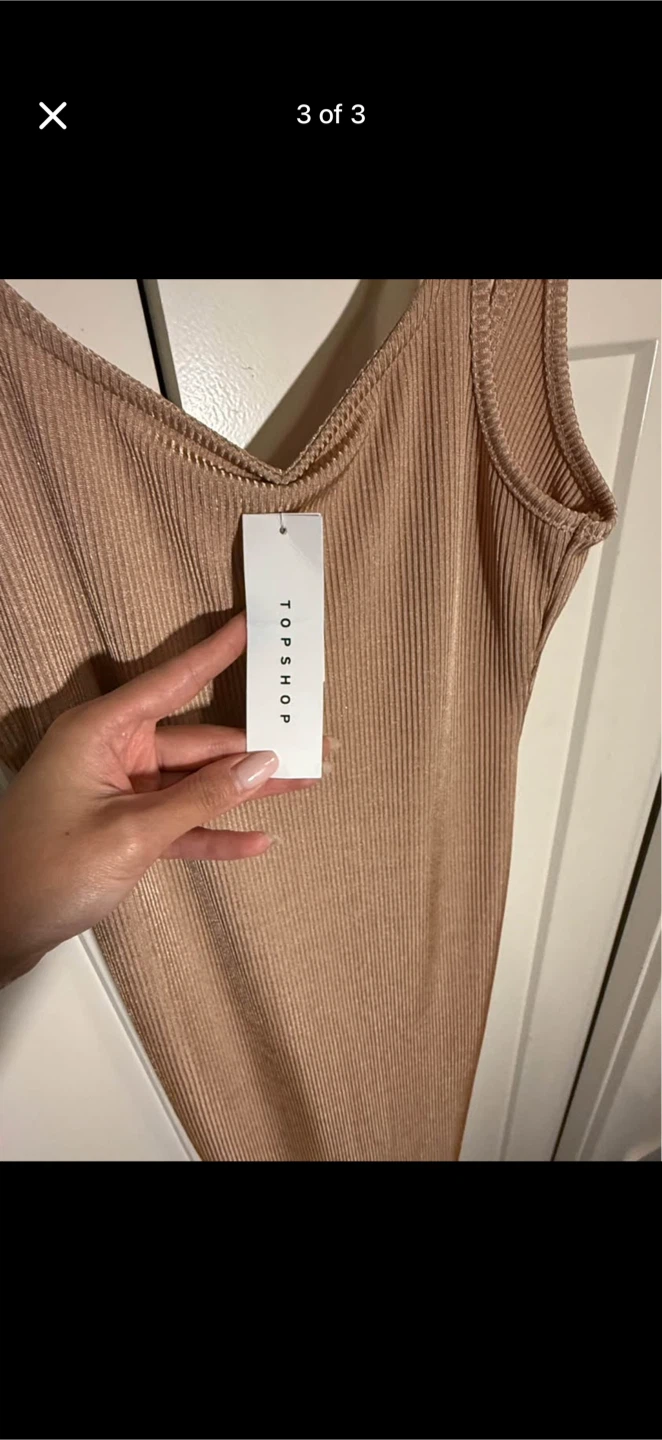 Topshop Ribbed Midi Slip Dress - Tan - photo 2