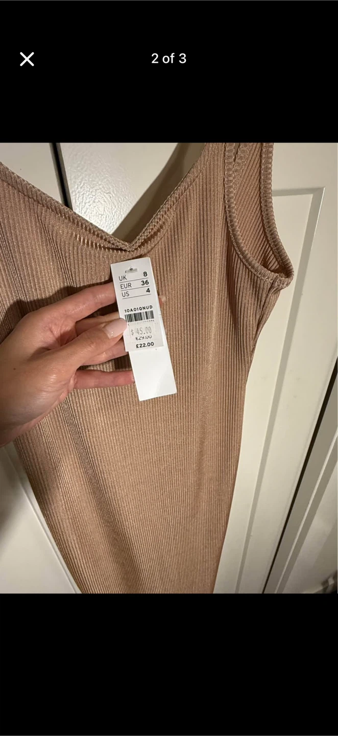 Topshop Ribbed Midi Slip Dress - Tan - photo 3