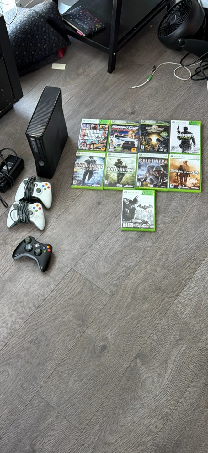 Xbox 360 Console with 3 Controllers and Games