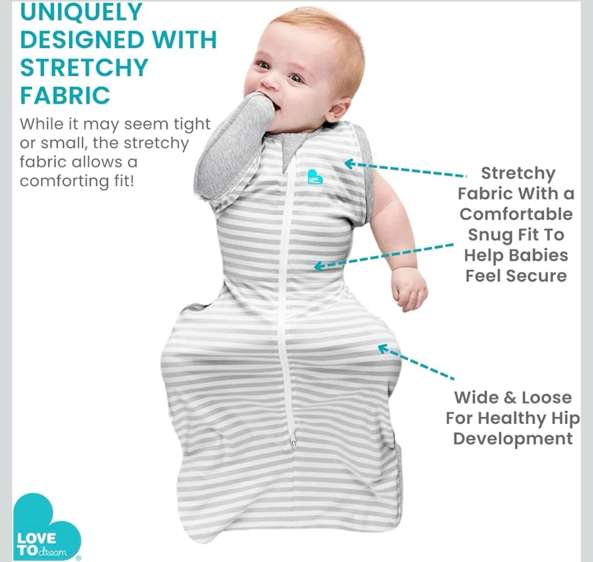 Love to Dream Swaddle Up Transition Bag - Grey/White Stripe - photo 5