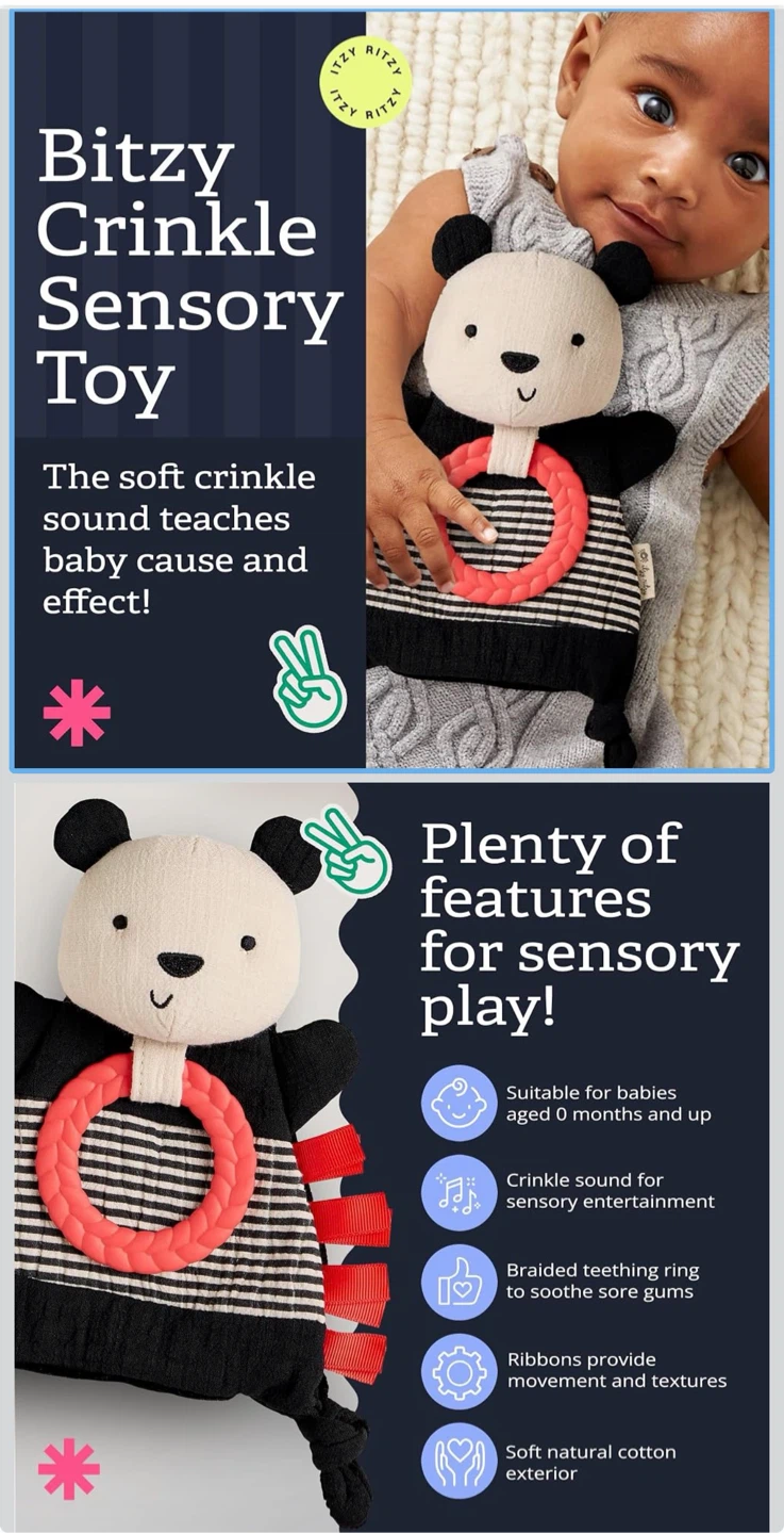Itzy Ritzy Bitzy Crinkle Sensory Toy Panda