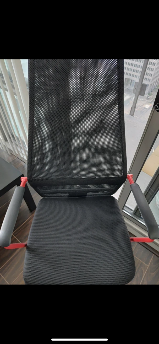 Black Mesh Office Chair with Red Accents