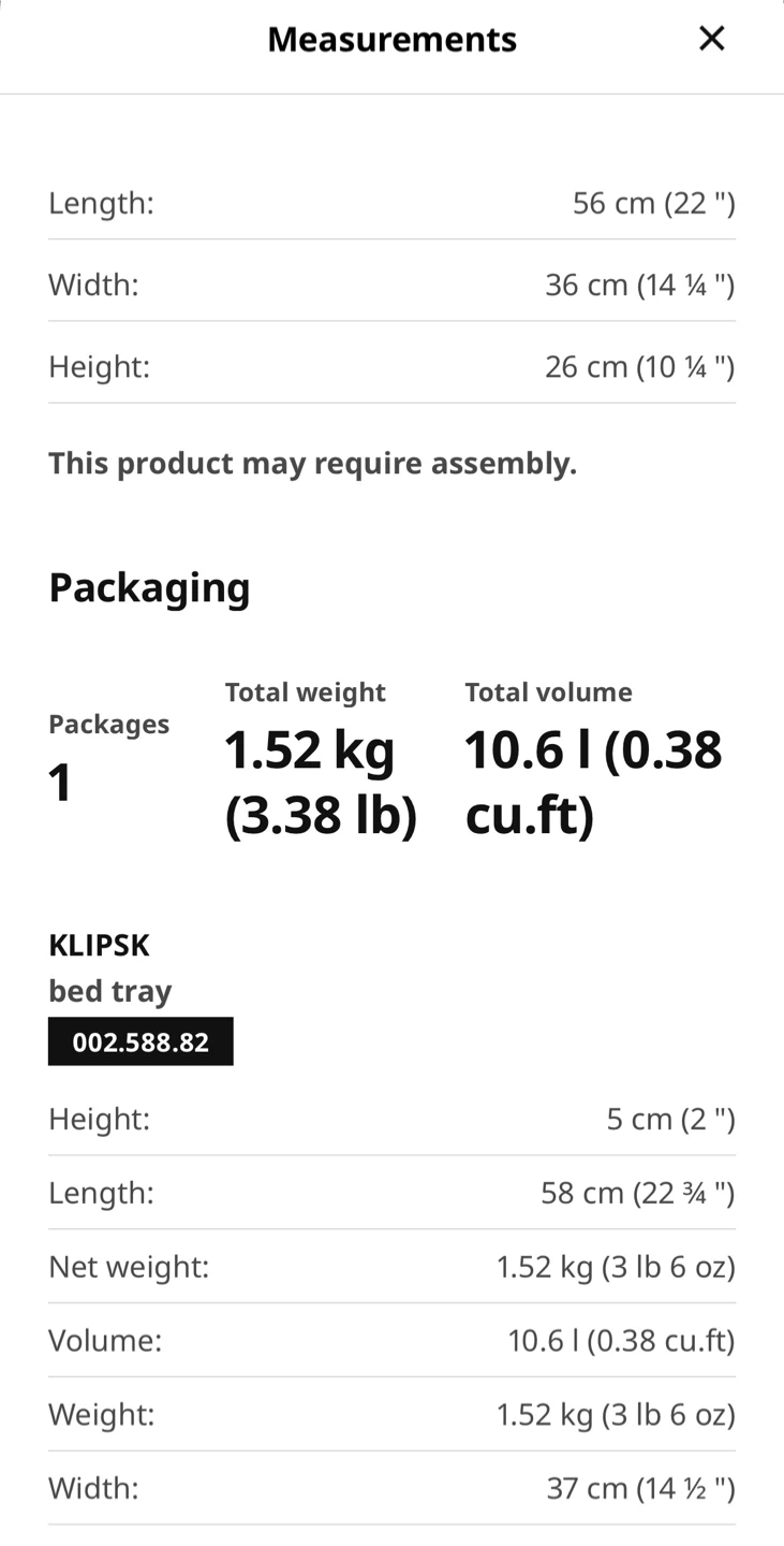 Ikea KLIPSK, Bed Tray / Lap Desk, gray - photo 3