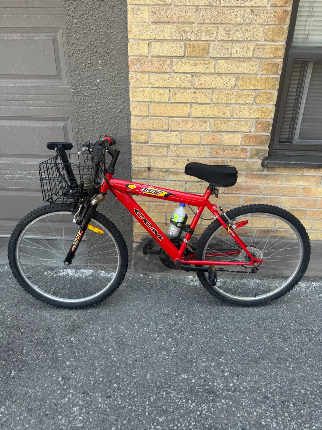 Red CCM Mountain Bike with Front Basket