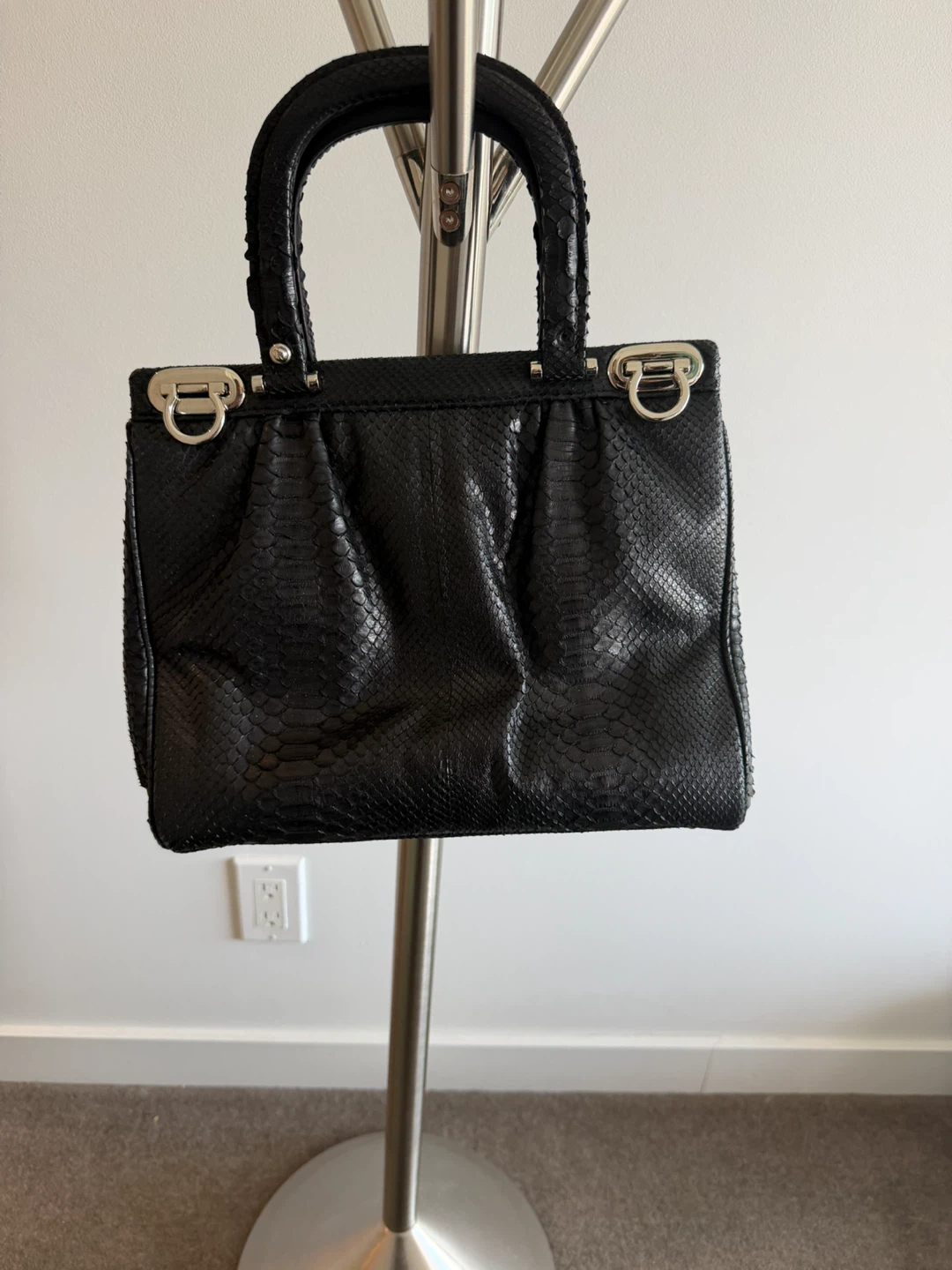 Black Snake Skin Handbag