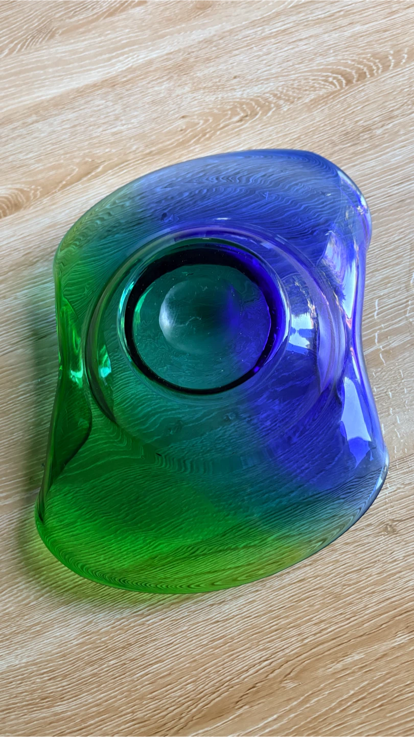 Vintage Murano style Decorative Wavy Bowl-Emerald/Lapis - photo 3