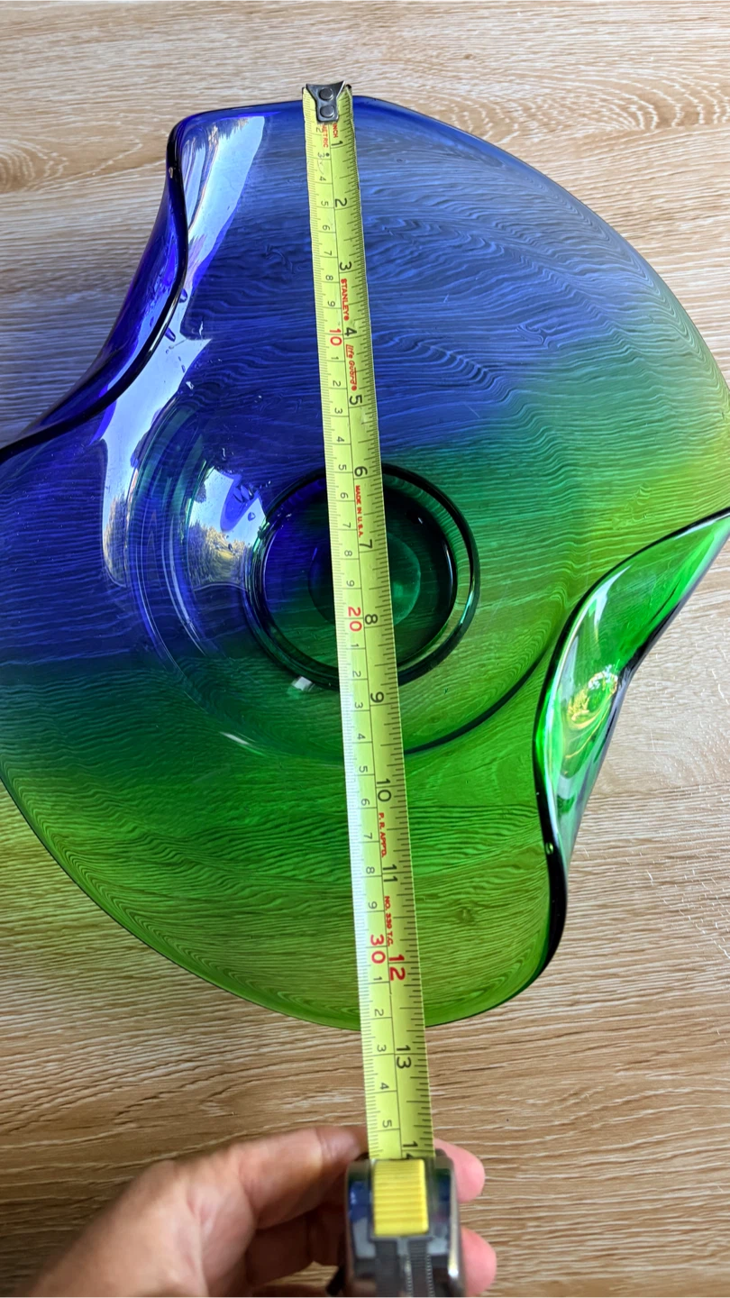 Vintage Murano style Decorative Wavy Bowl-Emerald/Lapis - photo 4