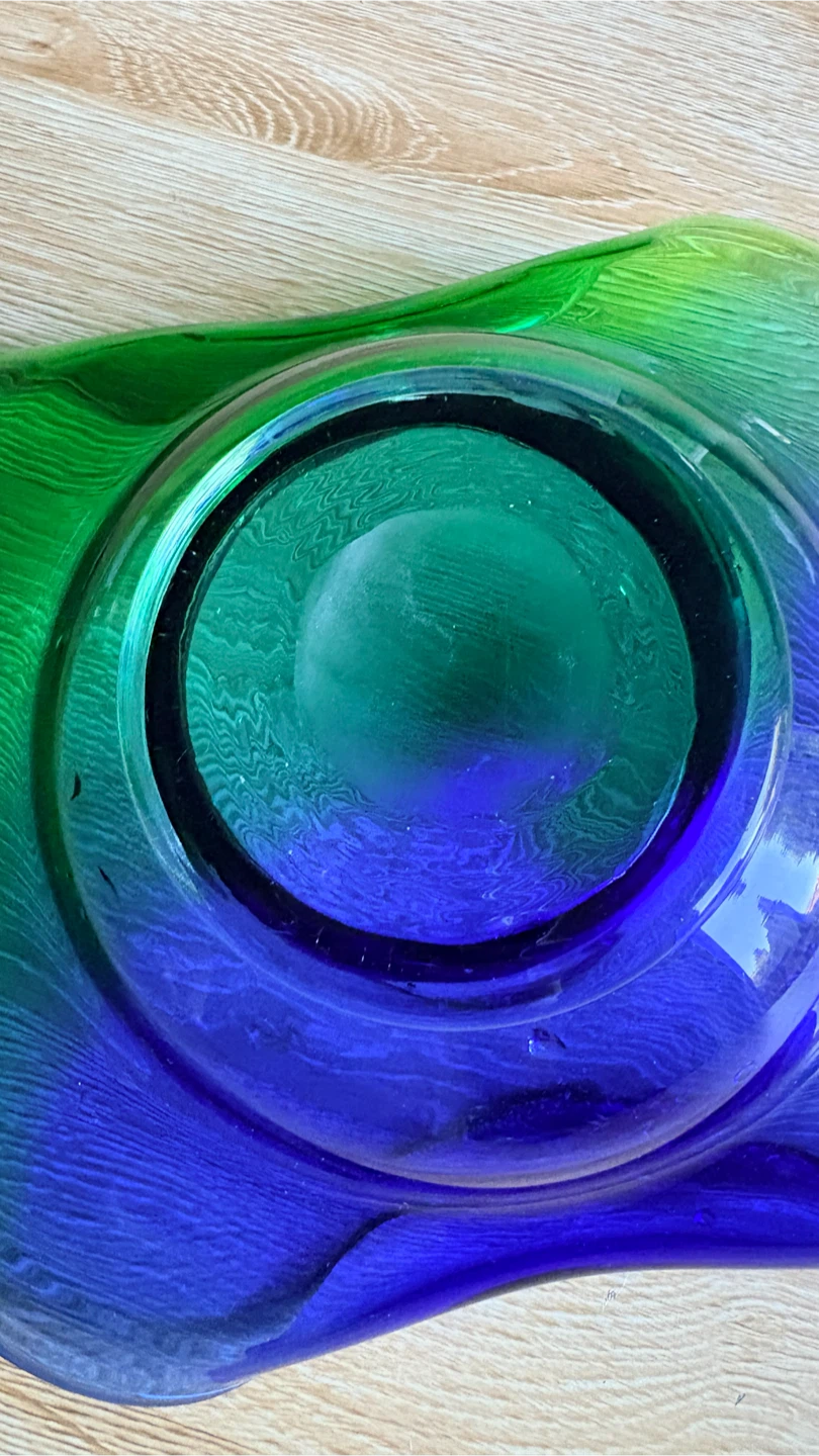 Vintage Murano style Decorative Wavy Bowl-Emerald/Lapis - photo 5