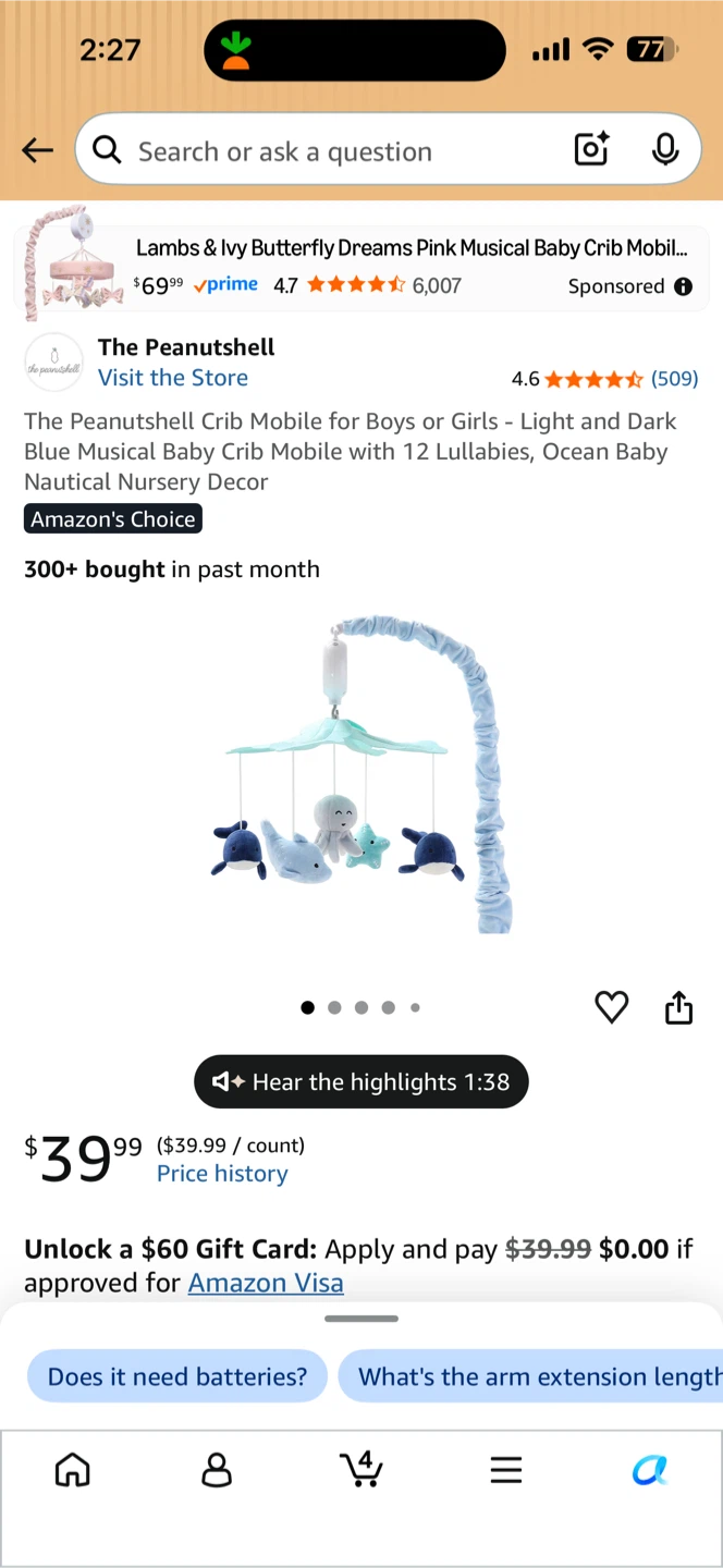 The Peanutshell Musical Baby Crib Mobile - photo 3