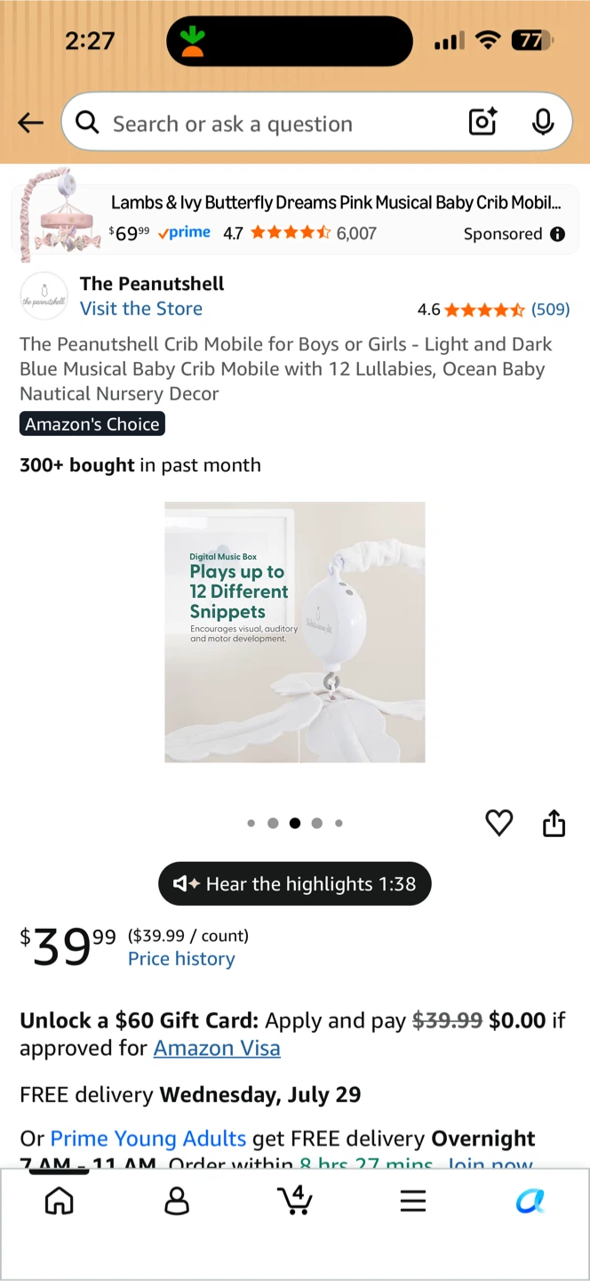 The Peanutshell Musical Baby Crib Mobile - photo 5