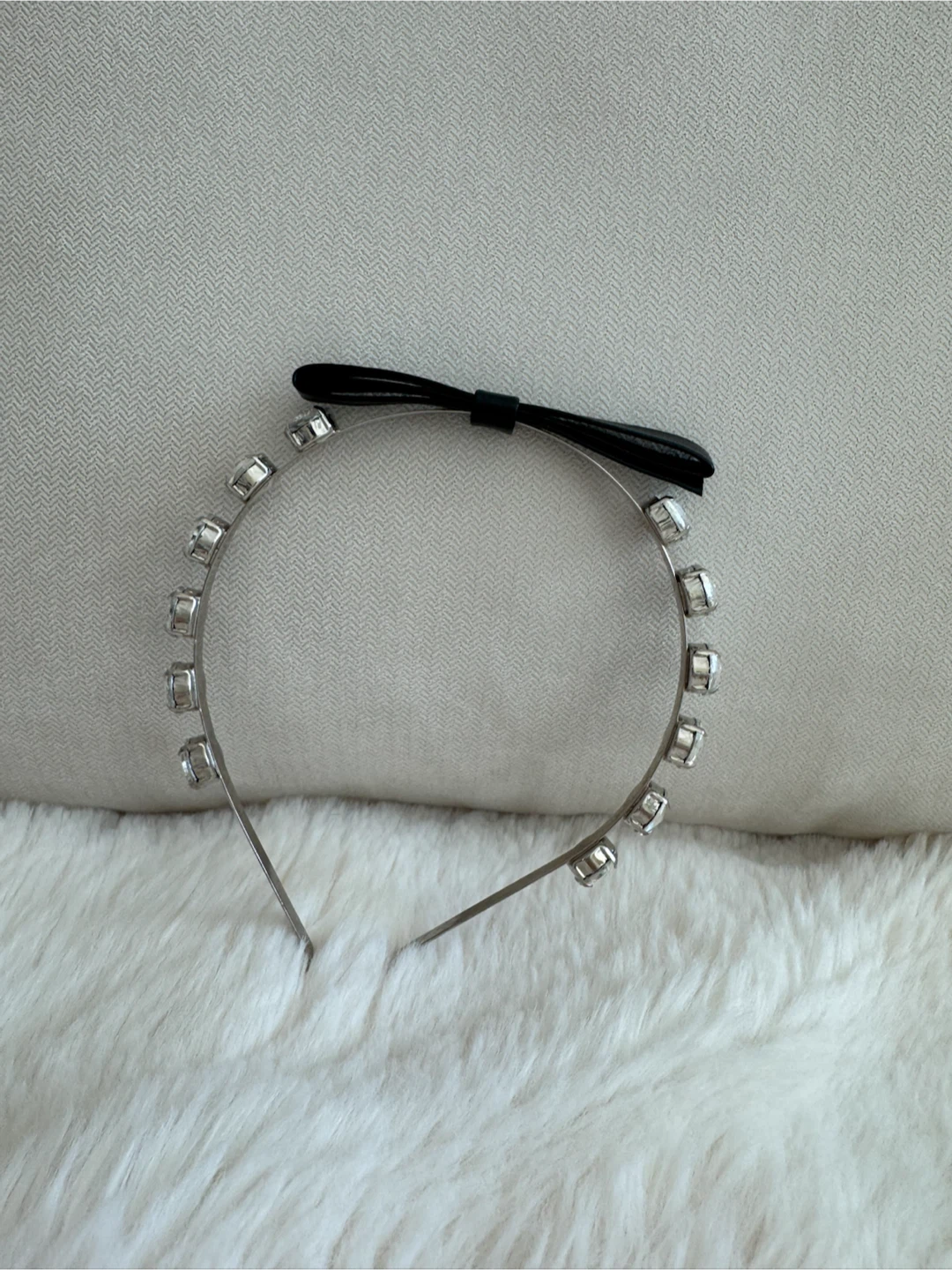 Headband with Rhinestones and Black Bow