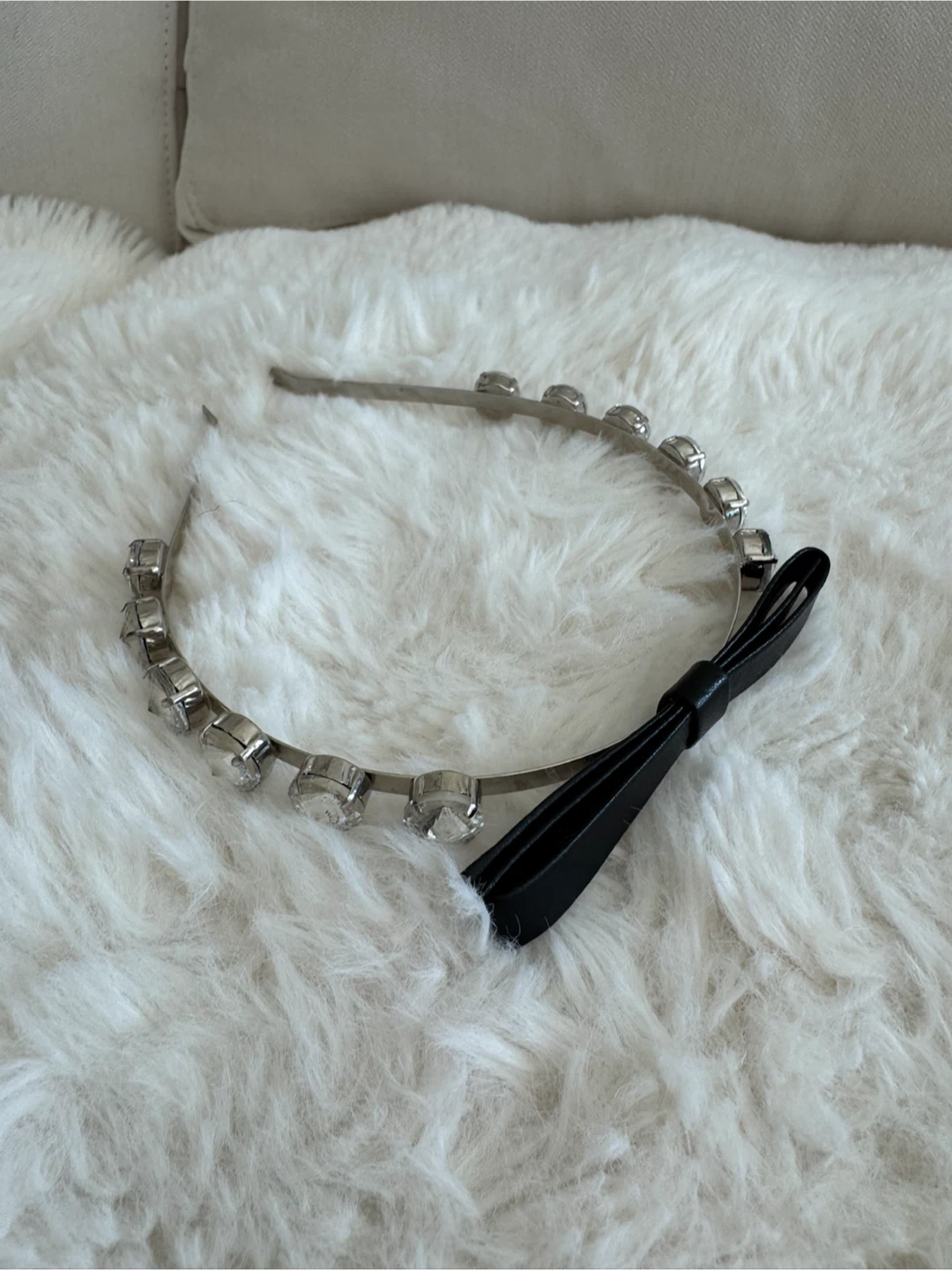 Headband with Rhinestones and Black Bow - photo 2