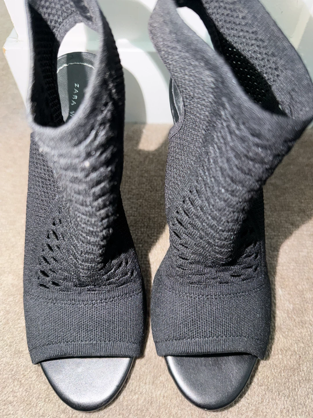 Zara Woman Black Knit Sock Boots