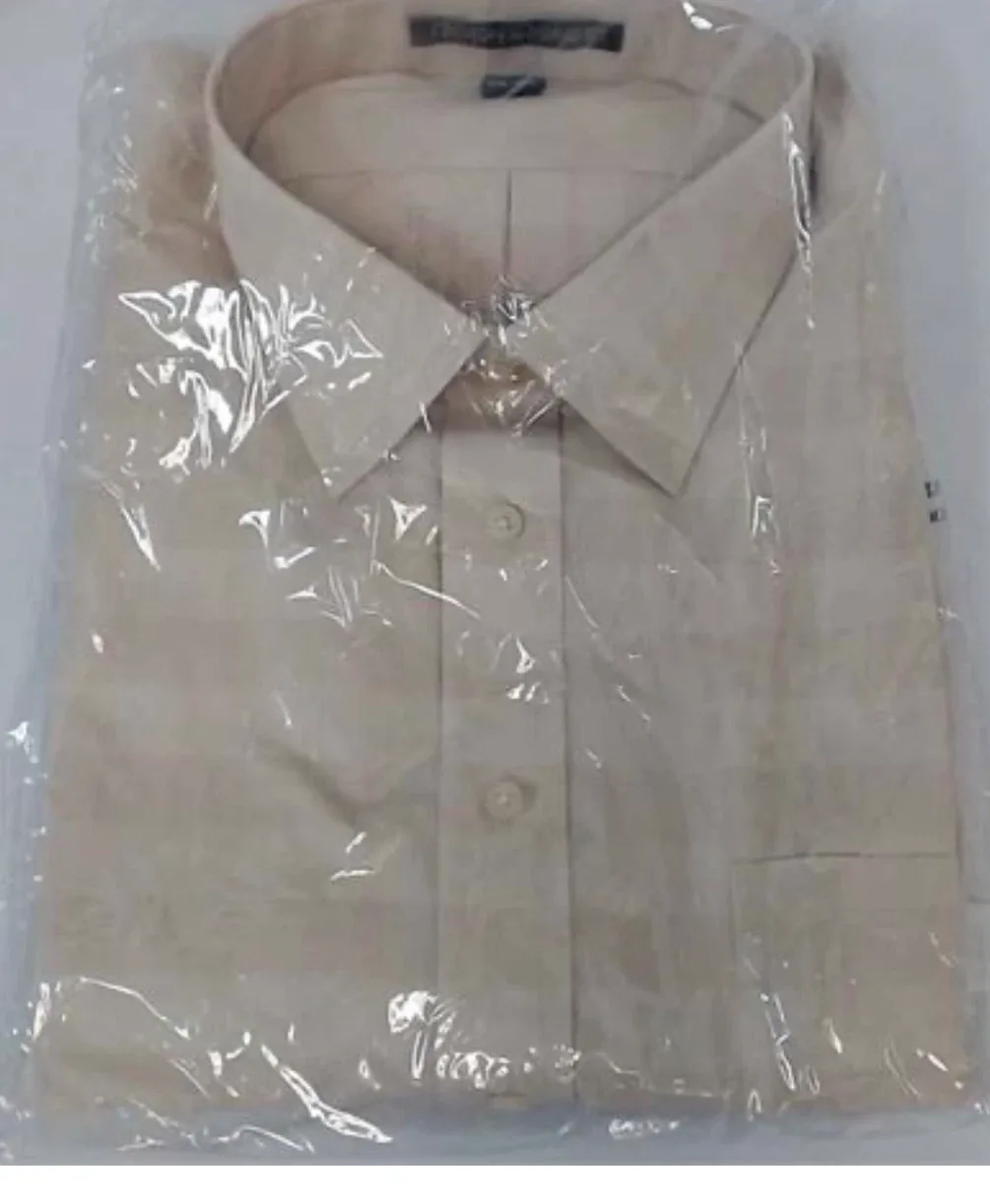 NEW Devon&Jones Men's Plaid Long sleeve Shirt sz L Light Stone - photo 3