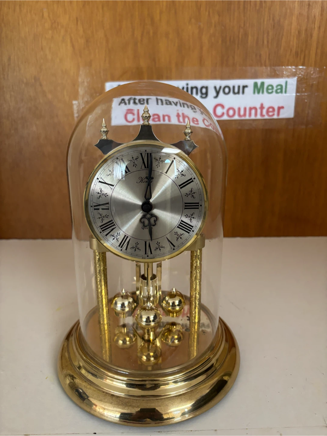 Gold Pendulum Table Clock with Glass Dome - photo 2