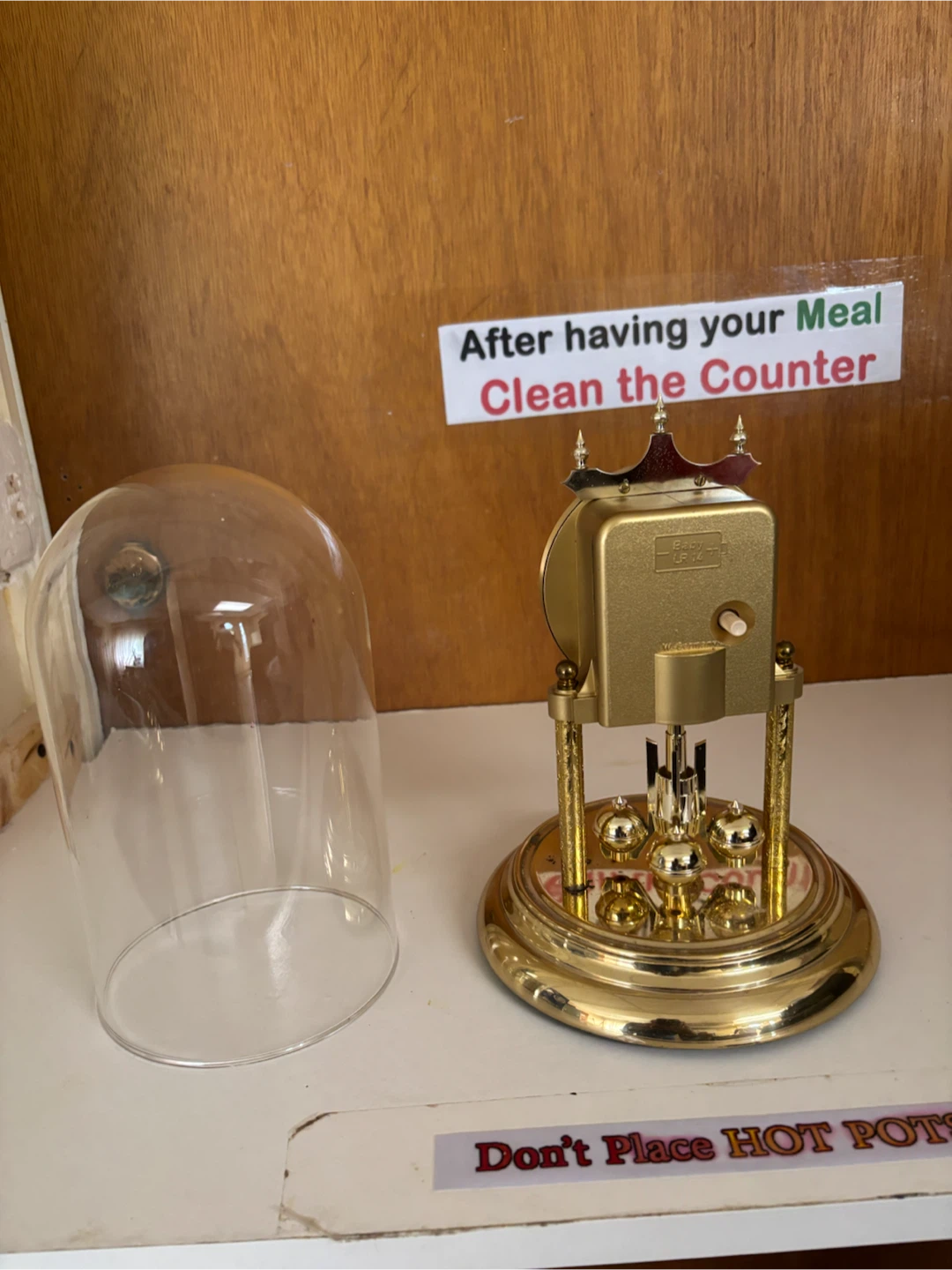 Gold Pendulum Table Clock with Glass Dome - photo 3