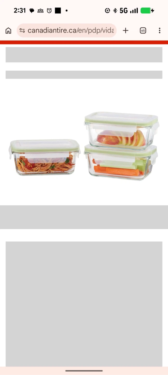 Paderno Glass Food Containers with Airtight Clip-On Lids