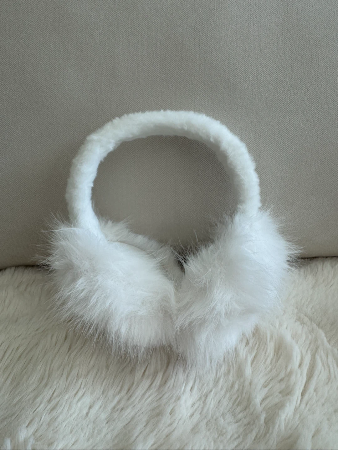 White Faux Fur Earmuffs