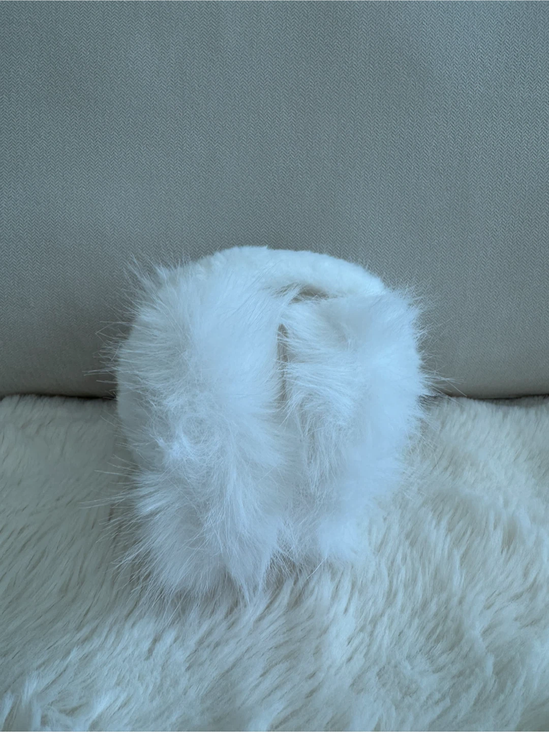 White Faux Fur Earmuffs - photo 2