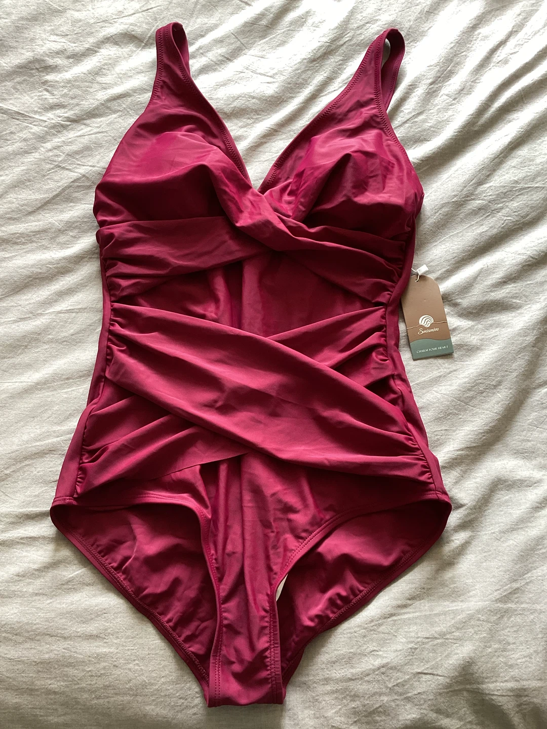 New M Women's Tummy Control Swimsuit - Burgundy - photo 2