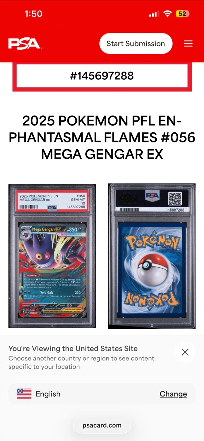 PSA GEM 10 Mega Gengar #56 - Phantasmal Flames for sale/trade - photo 5