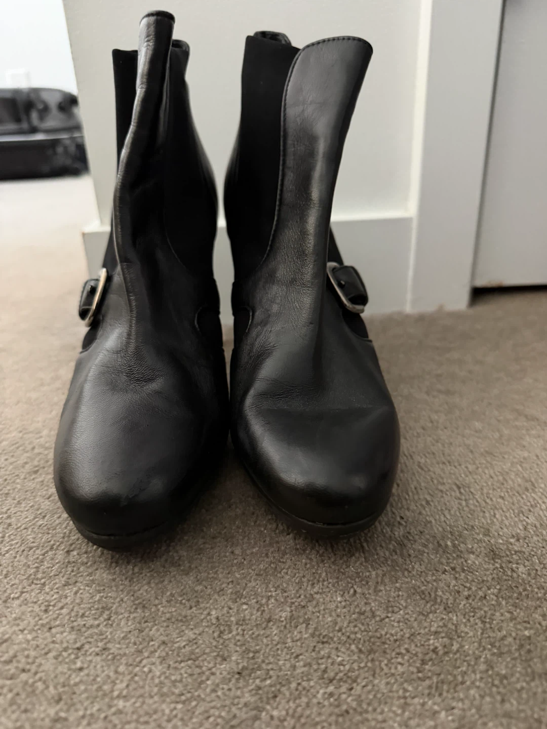 Stuart Weitzman Black Leather Ankle Boots