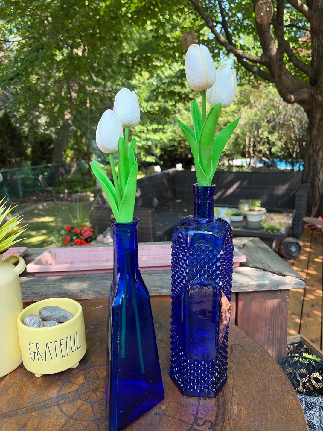 Vintage Cobalt Blue Glass Bottles Set