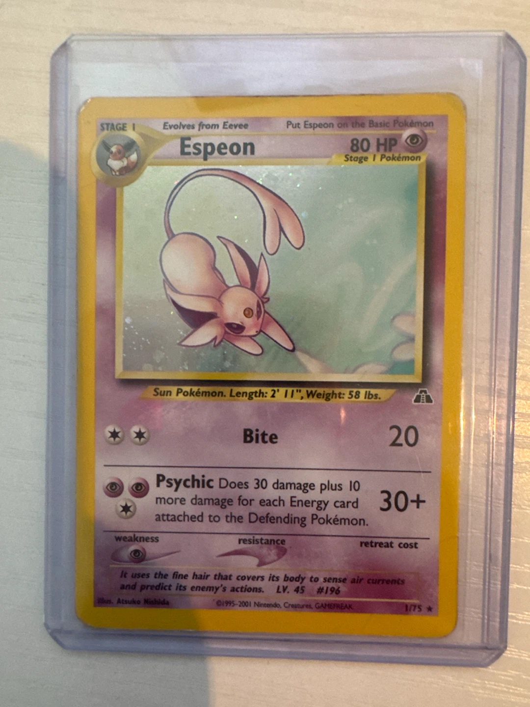 Espeon 1/75 Neo Discovery Holo Rare Pokémon card