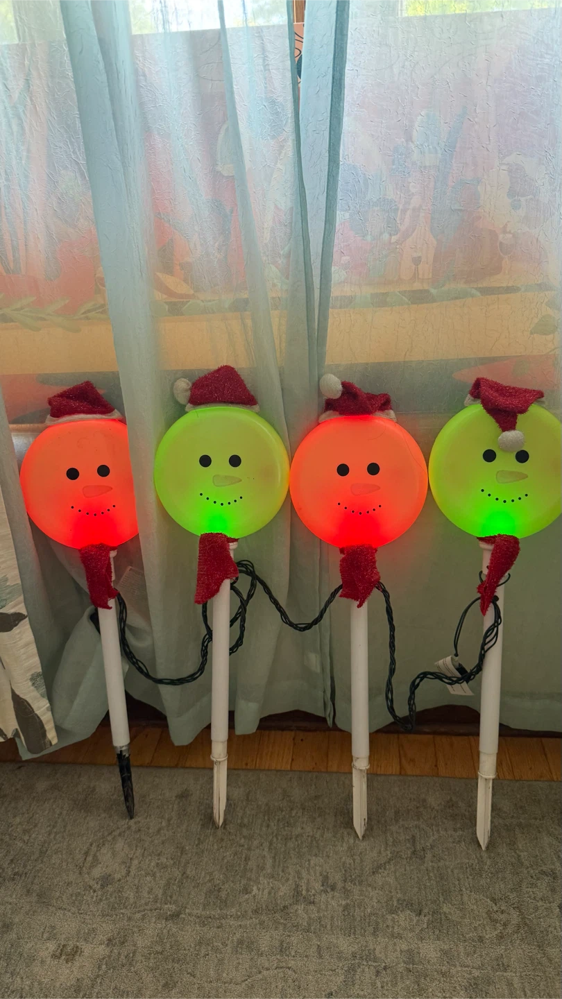 Set of 4 Light-Up Snowman Yard Stakes