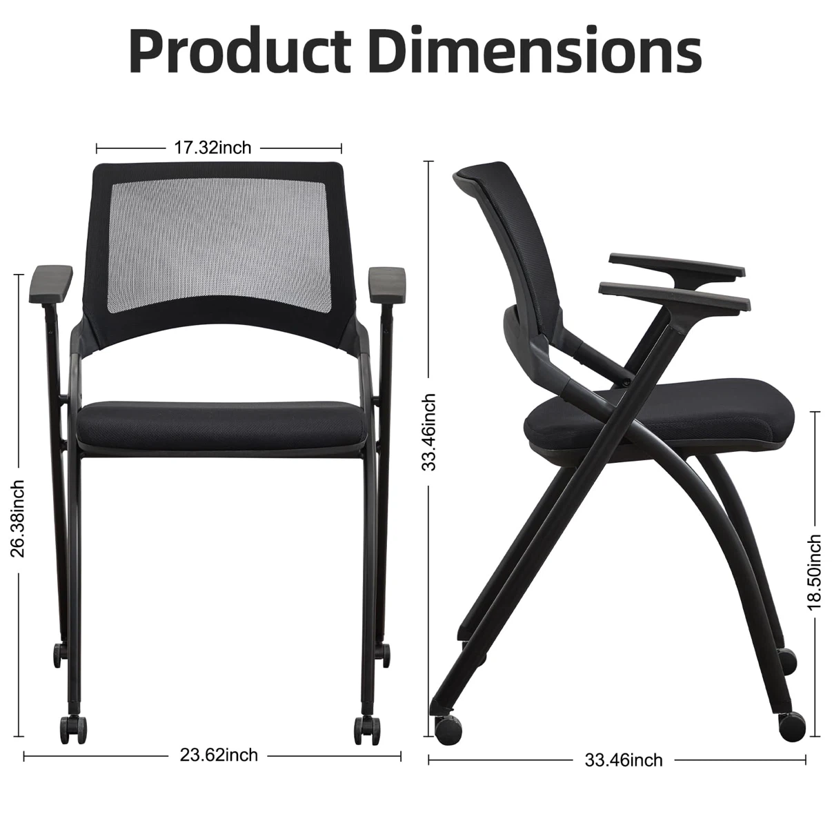 Foldable office Conference Room Chairs with Wheels-2pcs - photo 2