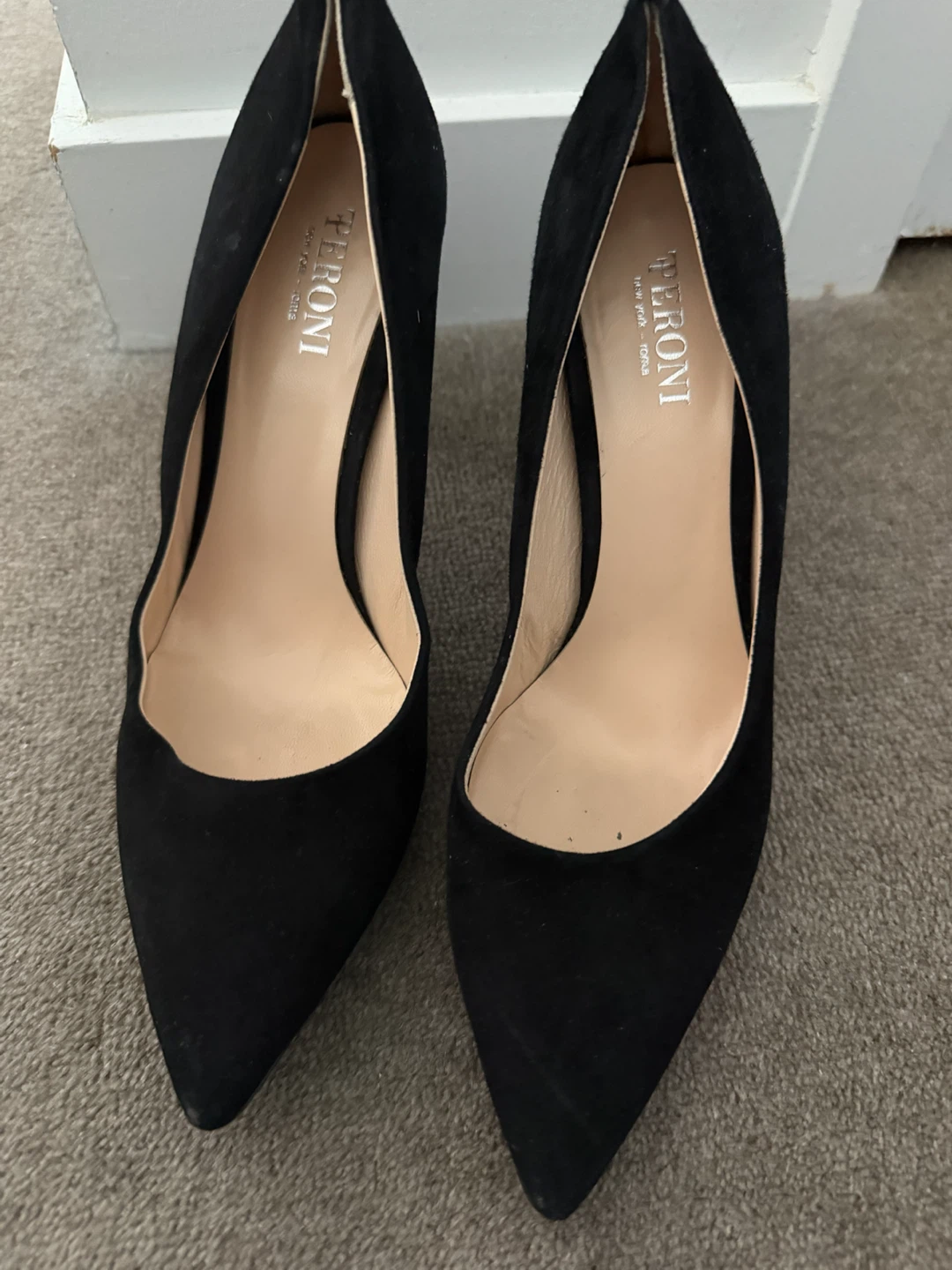 PERONI Black Suede High Heels - Size 39