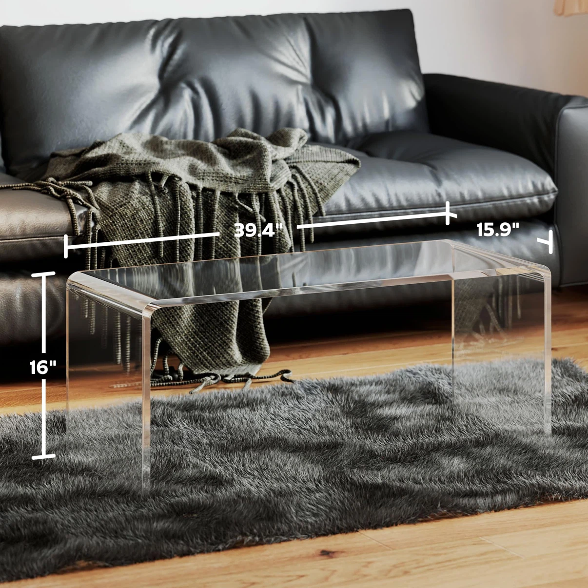 HOMCOM 0.6" Thick Acrylic Coffee Table - photo 2